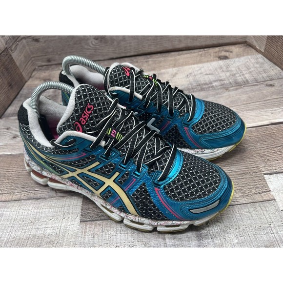 Asics Gel Kayano 19 T392N Blue Athletic Running Training Women Sz 8.5 Preowned - Picture 11 of 11